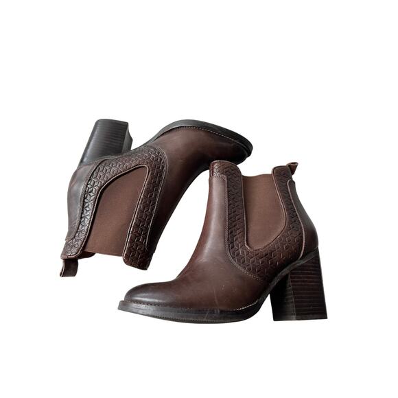 Liebeskind US 6.5 Brown Leather Block Heel Ankle Fall Quiet Luxury Bootie Boot - Picture 5 of 11